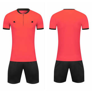 Men's Premium Soccer Uniform | Neon <b>Coral</b> Quarter-Zip Performance Kit | Adult Team Training Jersey and Shorts Set Athletic Gear - Product Image 1