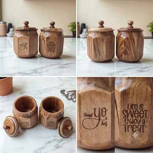 The handcrafted wooden <b>cookie</b> jar is a stylish storage container designed for <b>cookies</b>, candies, dry fruits, and snacks. - Product Image 4