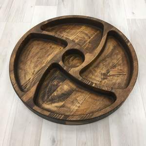 Plateau de service en bois d'acacia de style moderne avec poignée pour fêtes de mariage et restaurant de Noël plateaux de service profonds pour cadeaux - Product Image 2