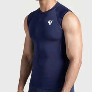 Débardeur de compression personnalisé pour hommes, vêtements de sport pour l'entraînement physique et la salle de sport, gilets en coton spandex sans couture avec manches en maille - Product Image 5