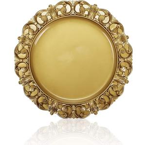 ถาดเสิร์ฟอาหารทรงกลมสีดำสไตล์เมทัลลิกพร้อมจานตกแต่งโต๊ะรับประทานอาหาร - Product Image 1