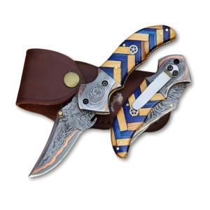 Edición limitada COBRE DAMASCO ACERO Cuchillo de bolsillo Hecho a mano Aniversario Cobre Cuchillo plegable Regalo único y personalizado - Product Image 1