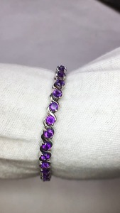 สร้อยข้อมือเงินสเตอร์ลิง925กับอัญมณีอเมทิสต์ธรรมชาติคุณภาพ AAA ความแวววาว & การออกแบบที่สวยงามและเป็นเอกลักษณ์สำหรับผู้หญิง - Product Image 6