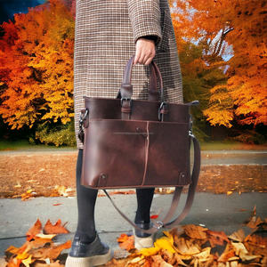 Custom Vintage Genuine Leather Laptop Briefcase Retro Messenger Satchel Strong OEM Travel <b>Case</b> Wholesale Business Style Handbag - Product Image 2