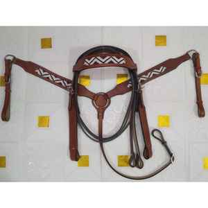 Coraza occidental ecuestre duradera de calidad superior, cuero brillante tallado de acero inoxidable, caballete elegante para montar - Product Image 1