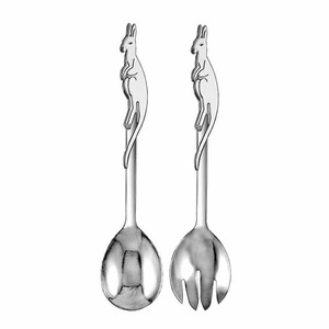 Poignée en spirale avec serveur à salade argenté Serveur à salade décoratif en métal avec poignée torsadée rustique noire - Product Image 4