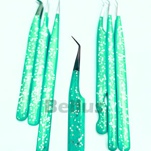 Pinzas para pestañas de copo de nieve con brillo esmerilado, Punta puntiaguda de precisión recubierta de Gel, herramienta de pestañas sostenible de acero inoxidable anticorrosivo - Product Image 3