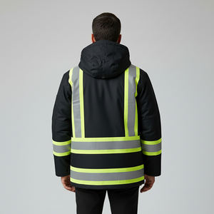 เสื้อแจ็คเก็ตทำงานฤดูหนาวแบบสั่งทำพิเศษ ผ้าฝ้ายสะท้อนแสง ANSI Class 1 กันน้ำ กันลม สำหรับผู้ชาย พร้อมไฟ LED - Product Image 6