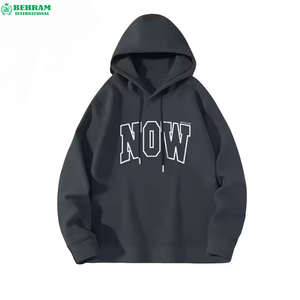 Sweat à capuche tendance personnalisé par le fabricant, sans cordon, avec broderie de patch épais, effet délavé à l'acide et vieilli, 100% Coton - Product Image 5