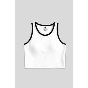 เสื้อครอปท็อปแขนกุดทรงเข้ารูปคอวีสีขาวพื้นฐานสำหรับผู้หญิง Tommylife Wholesale - 97162 - สีแอนทราไซต์ - Product Image 1