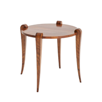 Mesa de Centro de Madera Maciza de Estilo Moderno con Borde Festoneado, Patas de Trípode Cabriole, Altura Ajustable, Muebles para Sala de Estar