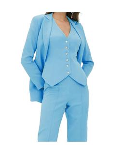 Nouvelle dernière mode costume d'affaires femmes à manches longues bouton unique élégant Blazer de haute qualité Logo personnalisé affaires pantalon manteau - Product Image 5