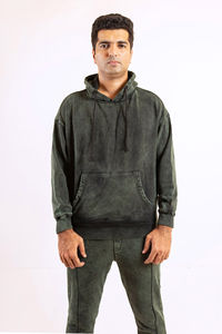 Sweat à capuche vintage personnalisé et pantalon avec fermeture éclair ensemble deux pièces chenille impression survêtement délavé au soleil à l'acide hommes survêtement - Product Image 6