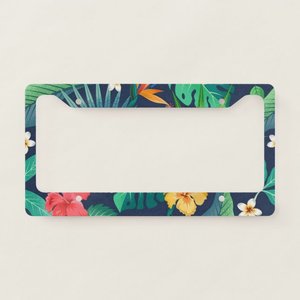 Marco de Matrícula de Plástico con Diseño Floral Tropical Moderno y Elegante, con Distancia entre Orificios de 175 mm, para Automóvil - Product Image 1