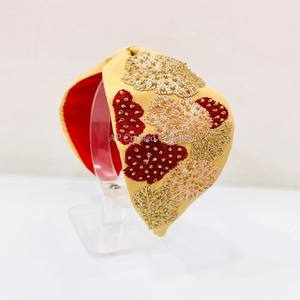 Bandeau perlé avec coeur Design Turban accessoire de cheveux perlé perlage chic graine embelli à la main bandeau en tissu orné de bijoux - Product Image 6