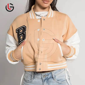 Veste Letterman grande taille pour femmes à vendre Veste Letterman courte en laine pour femmes meilleure vente - Product Image 6