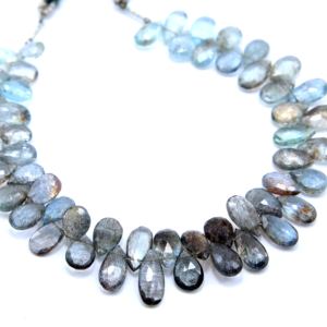 Mousse aigue-marine à facettes en forme de poire perles naturelles taille 10X5MM à 13X6MM env. Perles de fabrication de bijoux de 8 pouces - Product Image 1