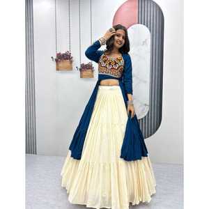 Lehenga Choli Moderno Especial para Navratri, Tela de Algodón Puro con Gamathi y Trabajo de Espejo Real, Ropa de Fiesta - Product Image 1