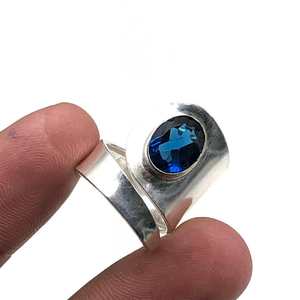 Natural London Blue Topaz Gemstone 925 Sterling Silver <b>Band</b> Ring December Birthstone Jewelry Gift For Women - Product Image 2