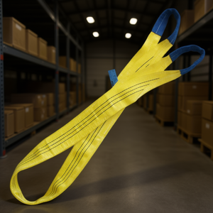 Eslinga de elevación de poliéster (PES) amarilla de alta tenacidad de 3 toneladas, cincha plana de doble capa con bucles reforzados, cuerdas de embalaje - Product Image 3