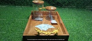 Ensemble de pots à bonbons en acrylique faits à la main avec plateau en bois incrusté de nacre, coffret cadeau d'affaires de luxe, classique, petite taille 150 ml - Product Image 4