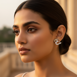 Boucles d'oreilles en argent 925 avec cristal en forme de cœur pour femmes - Product Image 1