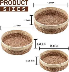 Panier rond en rotin 2026 pour organiser les fruits et le pain, servant de plateau décoratif, cadeau, pour le comptoir, la cuisine et la salle de bain - Product Image 5