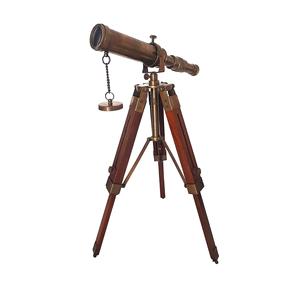 กล้องส่องทางไกลทองเหลืองโบราณพร้อมด้ามจับหนัง กล้องส่องทางไกลแบบพับได้ ตกแต่งสีทอง ขยายได้ 7 นิ้ว - Product Image 3