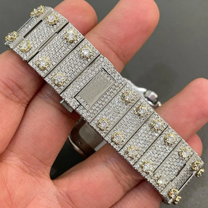 Reloj cuadrado de acero inoxidable analógico con diamantes de lujo para hombres y mujeres VVS Clarity Moissanite tachonado High Business - Product Image 2