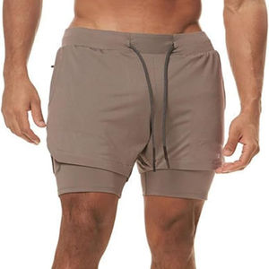 Short de course noir double couche pour homme, pantalon d'entraînement de gymnastique à séchage rapide, sport de plein air, jogging, bermuda pour éruption cutanée - Product Image 2