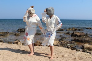 New Hooded Soft Turkish Muslin Fabric Bathrobe Colorful Printing Women Men Kids Beach <b>Towel</b> Spa Bathroom Home Hotel Quick Drying - Product Image 3