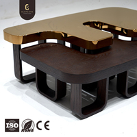 Leichter Luxus Double F Design Center Tisch Hochwertiger Edelstahls piegel Modernes Wohnzimmer Low Combination Couch tisch
