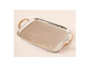 Lujosa, moderna, personalizada, estilo árabe, chapada en plata, ovalada, bandeja de metal para servir chocolate, hecha a mano, decorativa reutilizable para comida - Product Image 1