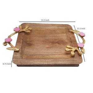 Bandeja de Servicio Art Deco de Madera Maciza de Primera Calidad para Ramadán, Decoración de Hogar de Lujo, Exportadores Mayoristas de la India - Product Image 2