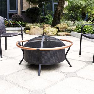 Pozo de fuego de hierro redondo decorativo adecuado para jardines al aire libre que proporciona una calidez encantadora y un elegante atractivo rústico para exteriores - Product Image 2