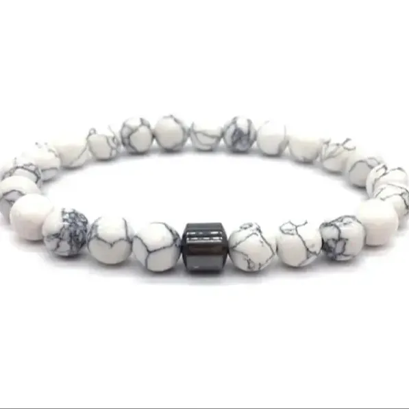 Bracelet magnétique en pierre naturelle à motif de marbre blanc Bracelet d'équilibre de puissance pour arrêter de fumer de haute qualité