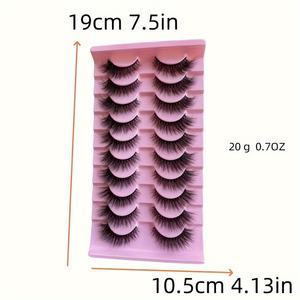 Set de 10 Pares de Pestañas Postizas 3D Voluminosas Semimanuales de 0.07MM de Grosor Diseñadas para un Look Dramático con Aspecto Desordenado y Denso - Product Image 5