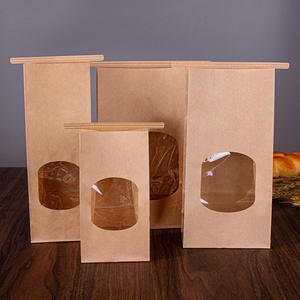 Window Cookies Snack Cubic Can Print Logo Baking Self Sealing Cowhide Packaging <b>Paper</b> Bottom Bag Suitable for Bakery Shop - Product Image 1