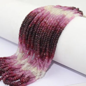 Natural <b>Ruby</b> Faceted Rondelle Beads 4-4.5mm 16 inches Precious Shaded Gemstones for Jewellery Making - Product Image 1