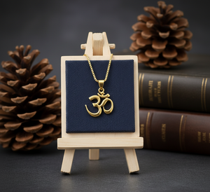 925 <b>Silver</b> Rhodium Link Chain <b>Necklace</b> Daily Wear Om Spiritual Hindu <b>Pendant</b> Gold Plated Trending Fashion Gift for <b>Men</b> Women - Product Image 1