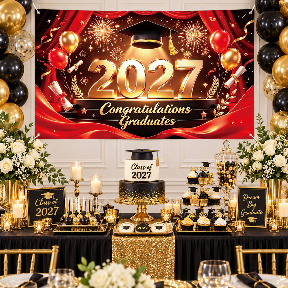 Class of 2027 Graduation Backdrop Banner Polyester Photo Booth Backdrop ...