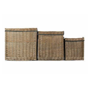 Antique Wash Square Storage Wicker <b>Basket</b> Log Design for Practical and Stylish Organization - Product Image 5