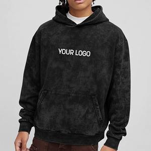 Sweat à capuche lourd avec applique pour homme, 100% coton, respirant, couleur unie, décontracté, polaire, avec poche - Product Image 3