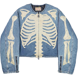 Chaqueta vaquera unisex con paneles de contraste y estética streetwear atrevida Chaquetas vaqueras para hombre - Product Image 1