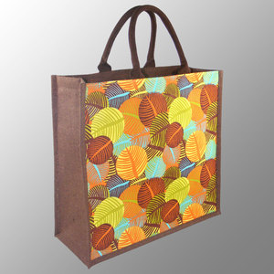 Sac en jute teint et imprimé avec poignées en toile de coton teint rembourrées avec une corde à l'intérieur personnaliser selon vos besoins - Product Image 1