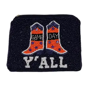 Handmade Vintage LSU Tiger Beaded <b>Coin</b> <b>Purse</b> for Women Fashion-Style Clutch Accessory <b>Lady</b> Style - Product Image 1