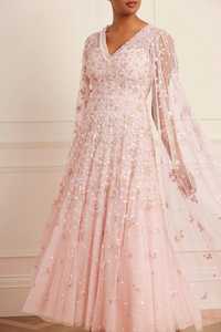 Robe longue brodée à la machine pour les mariages et les bals de fin d'année de couleur pastel avec volant Robe de soirée de style simple pour la robe - Product Image 3