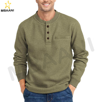 Chemises Henley à manches longues pour hommes, décontractées, en tissu gaufré thermique, pull tendance, t-shirt à 3 boutons avec poche