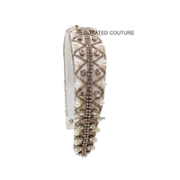 Serre-tête large et étroit brodé à la main avec strass et perles, accessoire de cheveux personnalisé, vente en gros, commande en gros