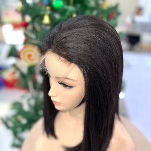 Perruque à fermeture en dentelle, cheveux de qualité supérieure, super double trame, texture lisse Yaki, couleur naturelle, perruques en cheveux humains vietnamiens - Product Image 3